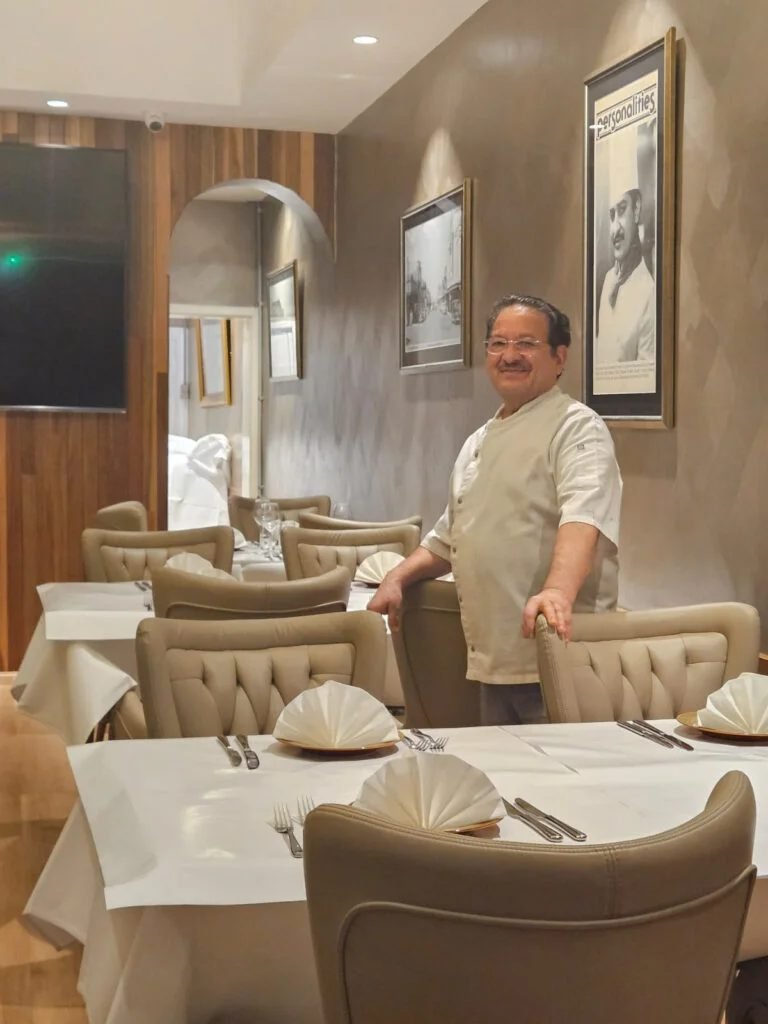 Chef Karam Jaryal in the Moti Mahal dining room