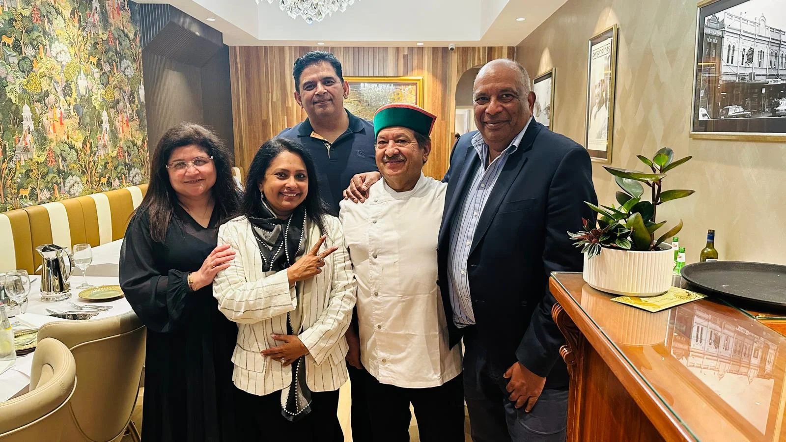 Guests with chef Karam Jaryal at Moti Mahal